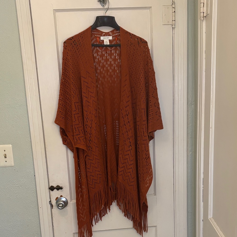 Nine West Orange Open Knit Cardigan